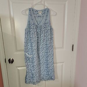 Grandmacore Nightgowns With Blue Flowers